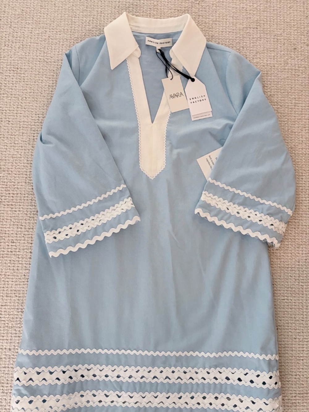 English Factory Blue Ric Rac Dress (M) NWT - Picture 11 of 14